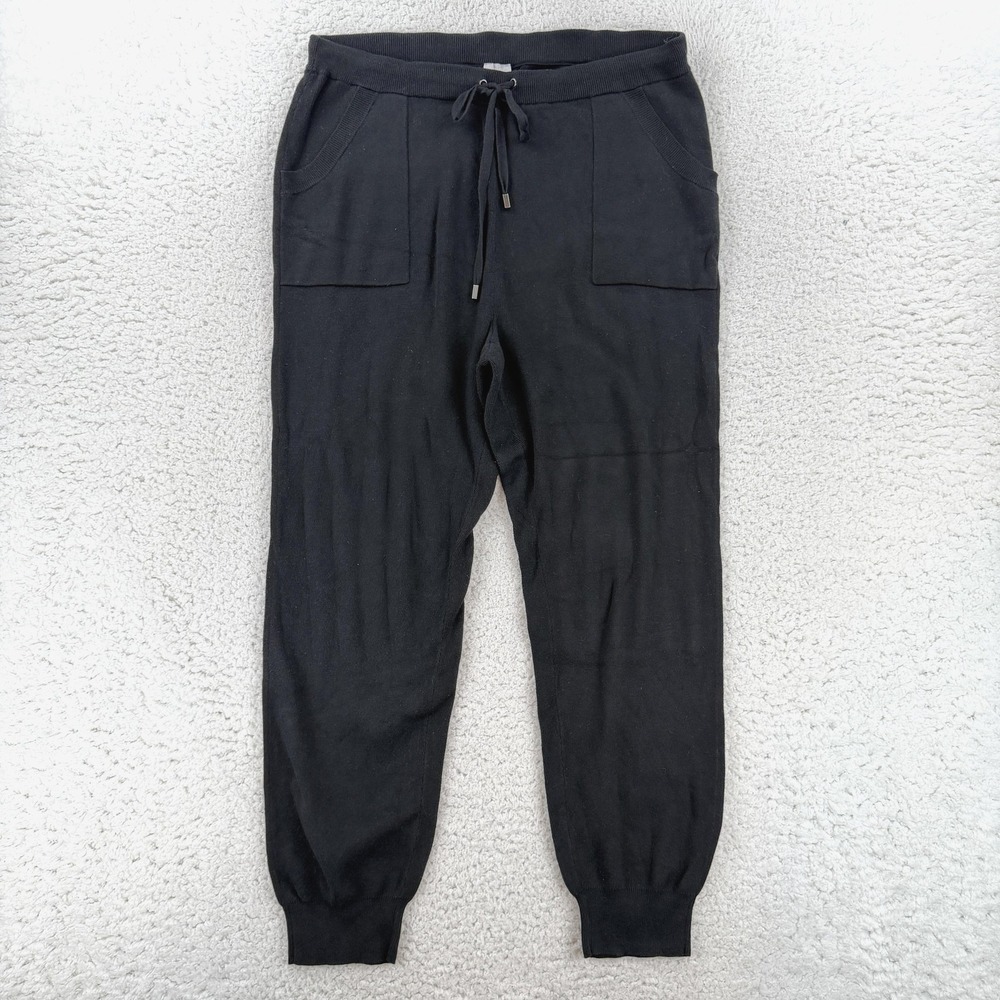 Chico's Jogger Pants Womens 2R Black Zenergy Knit Cashmere Blend Pockets